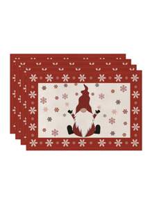 1 件/4 件/6 件圣诞亚麻餐垫，圣诞快乐，圣诞雪人小矮人和圣诞树，耐脏，适合家庭、餐厅和餐厅、餐桌装饰、家居用品 - 彩色 - 查看 24