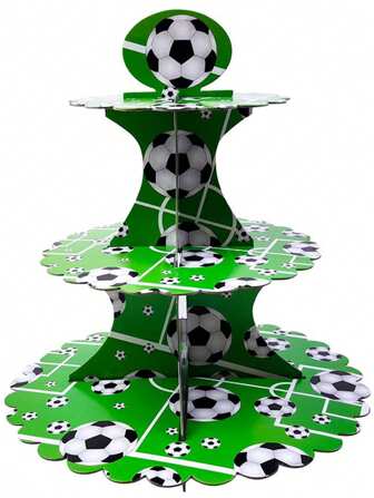 1 件纸质蛋糕架，趣味足球图案蛋糕架，适合派对、圣诞节