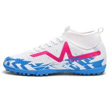 1 Pair Men/Women Adult Teenage Football/Soccer Shoes, Low-Top Outdoor Team Sports Sneakers, Large Size Non-Slip Wear-Resistant TF Spikes For Artificial Turf, Sand, Natural Grass, Indoor Courts, With Laces, Small Size Rugby Shoes, Leather Women Football Shoes, Lightweight High-Performance Anti-Slip Design High-Top Professional Football Boots, Multi-Color Options - White - View 3