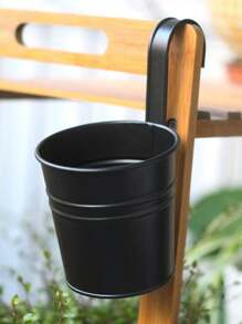 1 个可拆卸挂钩花盆，金属壁挂式花桶（黑色和白色）悬挂式和可放置式花篮，带排水孔，种植自己的草本植物、绿色蔬菜、青苹果、草莓、多汁的垂直绿洲，鲜花悬挂桶，适用于室内和室外、秋季、厨房、阳台、围栏、花园、庭院 - 彩色 - 查看 2