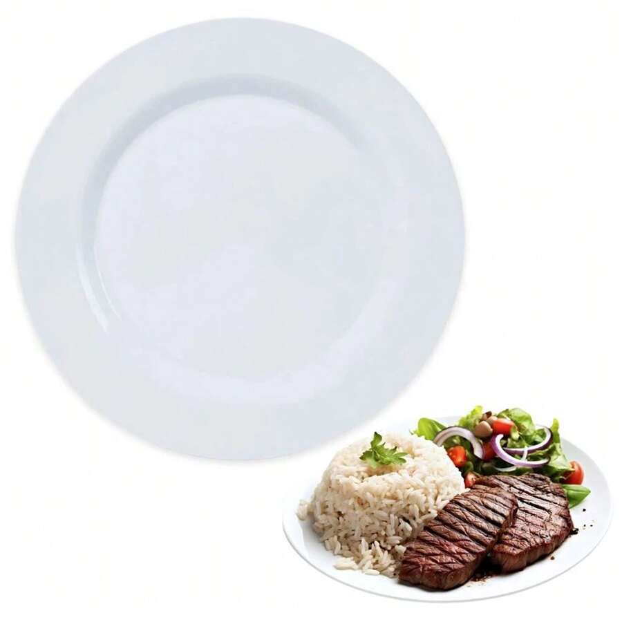 28 CM WHITE FLAT PLATE IN MELAMINE / PLASTIC - trắng - Xem 1