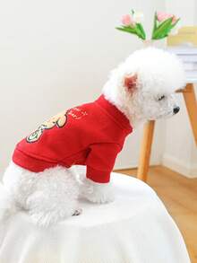 PETCIRCLE 1件宠物衣服，狗/猫服装，新年外套 - 金毛寻回犬 - 紅色 - 查看 5