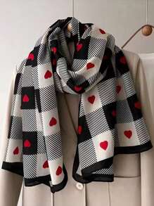 1pc Lightweight Heart Pattern Scarf/Shawl For Spring & Summer, Versatile  Winter Fall Valentine's Day - Multicolor - View 7