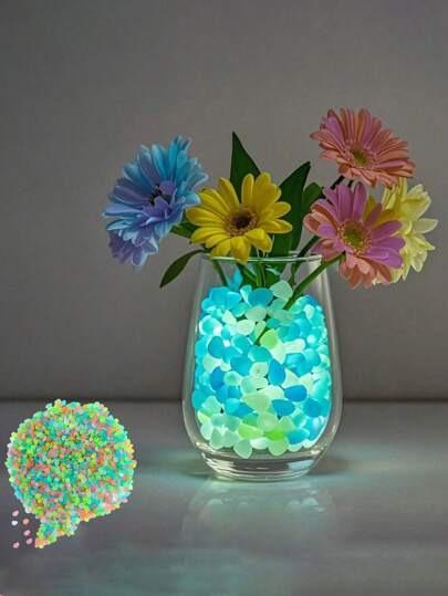 多种规格彩色发光花瓶填充物、花园花盆荧光石、DIY 发光石、鱼缸景观发光彩色石、花园小径铺路、花瓶、花盆、桌面摆饰、花盆、花蕾花瓶、混合颜色、太阳能发光装饰石，适用于 DIY 走道、花园和泳池、用于婚礼场地装饰的道具