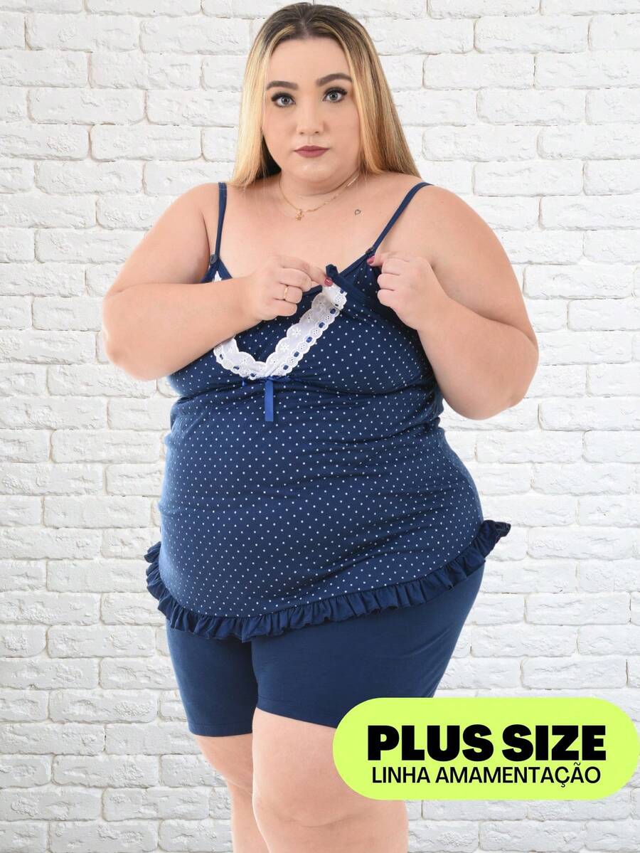 Baby Short Doll Breastfeeding Plus Size Maternity Postpartum - Màu xanh lam - Xem 1