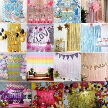 THINGS ALREADY Kit 4 Cortina Metalizada Fita Franja Tema Painel Decoração Festa 2x1 Metros Atrás da Mesa