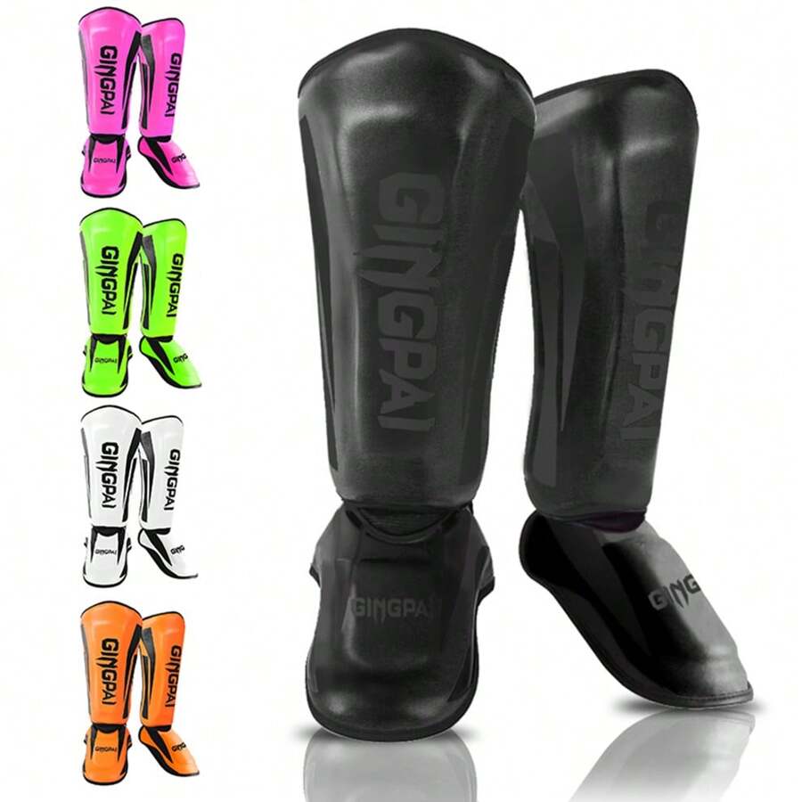GINGPAI Muay Thai Shin Guards, Kickboxing Leg Guards, Thickened Combat Protective Gear For Shins, Ankles, Taekwondo, Martial Arts