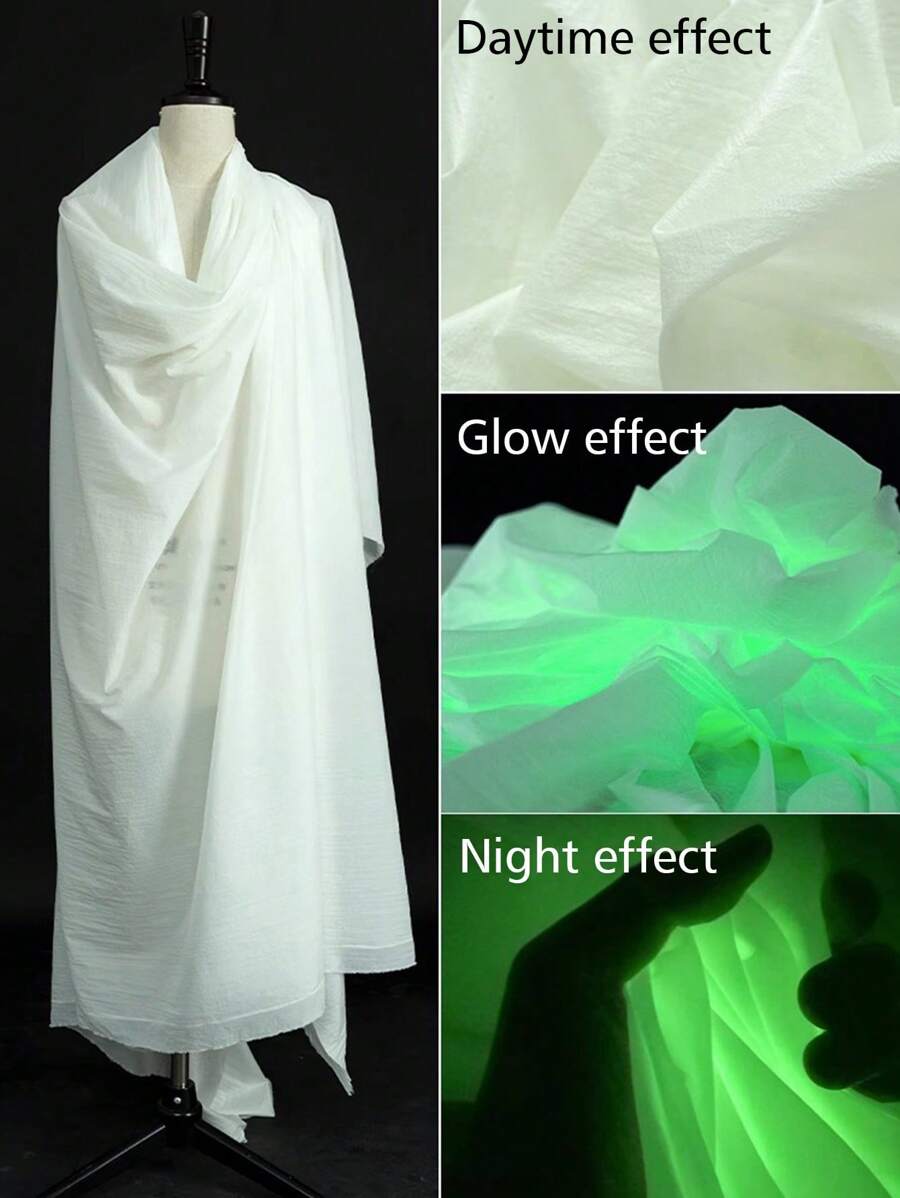 1 件缎纹织物夜光织物，发光磷光织物，用于衣服、帽子、服装和多用途 DIY 缝纫服装的发光材料 - 白色 - 查看 1