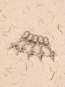 1個Y2K星星裝飾金屬鑰匙圈 鑰匙環 錢包包包背包車用吊飾 耳機配件 車飾 女款鑰匙鏈吊飾 返校用品 教師禮物 - 銀色 - 查看 3