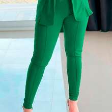 Conjunto femenino 3 piezas blazer pantalón y top - Verde - Ver 3