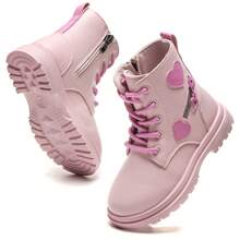 Kids Boots Children's Boots Outdoor Leather Boots Girls' Plush Short Boots Boys' Plush Short Boots - 粉色 - 查看 5