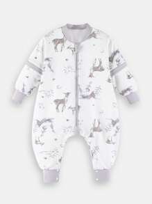 1.0 TOG 儿童双层针织分腿睡袋男女宝宝可拆卸袖可爱汽车印花睡袋连体睡衣 - 彩色 - 查看 19