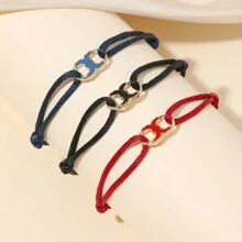 1 pieza de pulsera ajustable de metal simple con gota de aceite, pulsera de la suerte de cuerda