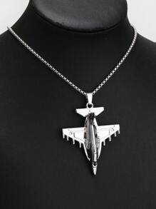 1pc Retro Airplane Pendant Necklace, Popular European And American Style Unisex Stainless Steel Military Fighter Jet Necklace, Hiphop Jewelry For Daily Wear, Family Holiday Birthday Gift - New Necklace - View 9