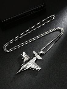 1pc Retro Airplane Pendant Necklace, Popular European And American Style Unisex Stainless Steel Military Fighter Jet Necklace, Hiphop Jewelry For Daily Wear, Family Holiday Birthday Gift - New Necklace - View 7