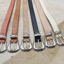 Women's Belt 2cm Silver Pin Buckle Jeans Skirts Combination 2024 Summer - 咖啡 - 查看 5