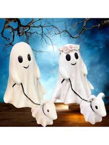 Halloween Ghost Walking Dog Statue, Large/Medium Ghost Walking His Ghost Dog, Spooky Ghost Dog Halloween Figurine For Yard, Garden, Corridor,Tabletop Decorations - B - View 4