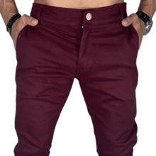 Men's Twill Pants With Elastane Sport Thin Skinny Colorful - Màu Tím - Xem 4