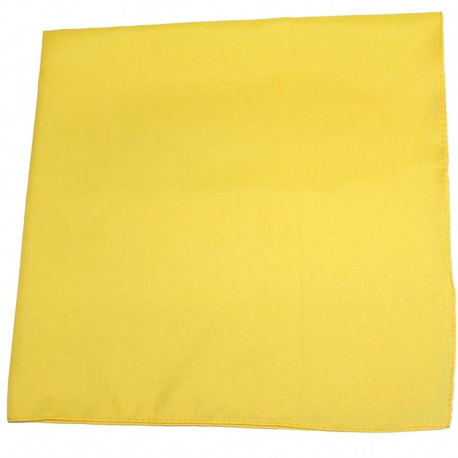 Mechaly Polyester Bandana - Paisley And Solid Colors - Pack Of 4 - Plain Yellow - View 1