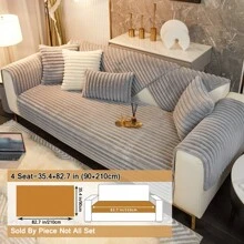 1pc Winter Warmth Rabbit Plush Sofa Cushion, Thickened And Warm Sofa Cover - Grey - View 19