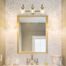 Pomitos 3-Light Vanity Lights For Bathroom, Modern Vanity Lighting Fixture With Glass Shade, Wall Mount Lighting Over Mirror, Vanity Lamp For Kitchen Dinning Room Bedroom Balcony Hallway - Vàng - Xem 3