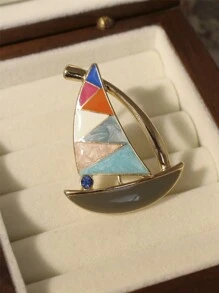 Yuan Shuo 1入組合金帆船錨形胸針 - 金色 - 查看 11