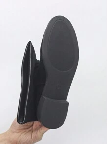 Fall/Winter 2025 2024 New High Shaft Boots For Women, Low Heel Flat Tall Boots In Suede-Like Fabric, Non-Over Knee Mid-Calf Slouchy Retro Western Riding Boots - Black - View 7