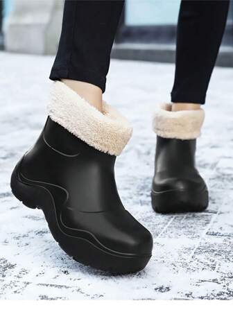 Women's Fashion Thermal Lined Snow Boots, Warm And Soft, Solid Color, High-Top And Anti-Slip