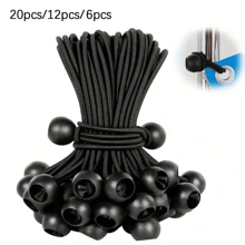 一套 6/12/20 弹力球蹦极绳，带挂钩，适用于帐篷、防水布和天篷 - 彩色 - 查看 2