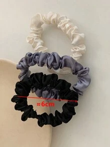 6条装缎面丝绸发圈，黑色/白色/粉色/蓝色，中号，优雅复古简约风格，适合日常休闲、派对、通勤、度假、发型设计、化妆和服装搭配，是理想的头饰、发圈、马尾辫发绳和家居美发配件。 - 彩色 - 查看 3
