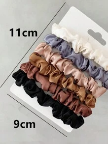 6条装缎面丝绸发圈，黑色/白色/粉色/蓝色，中号，优雅复古简约风格，适合日常休闲、派对、通勤、度假、发型设计、化妆和服装搭配，是理想的头饰、发圈、马尾辫发绳和家居美发配件。 - 彩色 - 查看 2