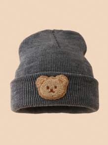 1pc Kids Bear Design Knitted Beanie Hat, Warm Winter Head Cap For Boys & Girls - Multicolor - View 7