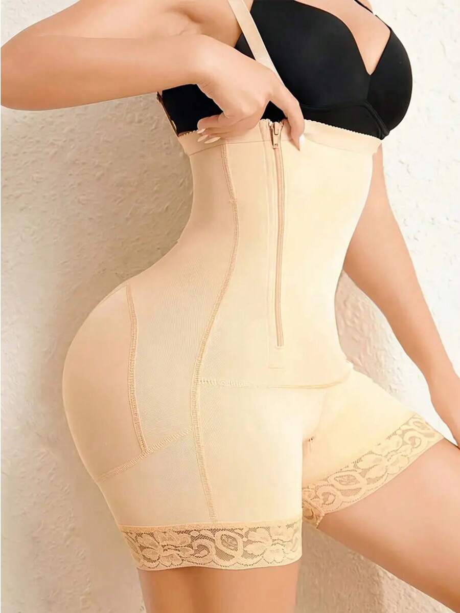 Faja  Butt Lifting Shapewear Body Shaper For Women Tummy Control Panties With Hook Zipper Closure - 杏色 - 查看 1