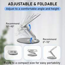 1pc Button-Adjustable Portable Laptop Stand, Aluminum Laptop Riser Holder Desk Mount, 360 Degree Rotatable Laptop Stand Suitable For 10-17.3 Inch Laptops Such As - Silvery - View 7
