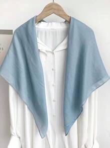 1pc Women's Solid Color Linen Large Triangle Scarf Shawl, Simple Elegant Plain Silk Scarf Wrap, Suitable For Daily Wear Halloween - Beige - View 4