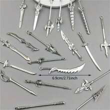 20/30/50/60/80/100pcs Mixed Vintage Silver Color Zinc Alloy Knight Sword, Gun And Bow Charms, Suitable For DIY Weapon Decorations, Jewelry Making And Crafts