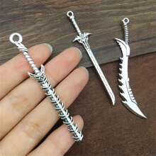 20/30/50/60/80/100pcs Mixed Vintage Silver Color Zinc Alloy Knight Sword, Gun And Bow Charms, Suitable For DIY Weapon Decorations, Jewelry Making And Crafts