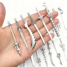 20/30/50/60/80/100pcs Mixed Vintage Silver Color Zinc Alloy Knight Sword, Gun And Bow Charms, Suitable For DIY Weapon Decorations, Jewelry Making And Crafts
