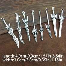 20/30/50/60/80/100pcs Mixed Vintage Silver Color Zinc Alloy Knight Sword, Gun And Bow Charms, Suitable For DIY Weapon Decorations, Jewelry Making And Crafts