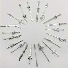 20/30/50/60/80/100pcs Mixed Vintage Silver Color Zinc Alloy Knight Sword, Gun And Bow Charms, Suitable For DIY Weapon Decorations, Jewelry Making And Crafts