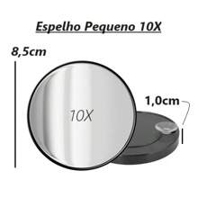 Mini Round Makeup Mirror With Suction Cups 10x Magnification - màu đen - Xem 2