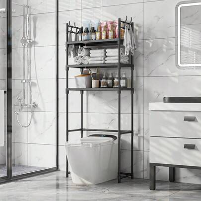 1pc 2-3 Tier Household Washing Machine Shelf, Easy Assembly Bathroom Storage Rack, Home Decor