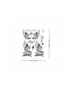 1 pièce Tatouage temporaire avec élément d'aile pour bras, cou, poitrine, taille, autocollant de tatouage magique qui dure 7 à 15 jours, tatouage semi-permanent factice unisexe