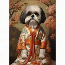 1 Stück Tierportrait Leinwandmalerei Hund als König verkleidet, lustige Poster und Drucke Wandkunst Bilder für Wohnzimmer Dekoration ohne Rahmen