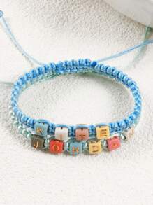 Customized Colorful Handmade Braided Letter Beads Bracelet, Can Be Customized With Names, Slogans, Dates, Suitable For Birthday, Valentine's Day, Anniversary Celebration, Gift For Parents, Girlfriend, Boyfriend, Friends