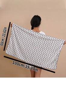 1件珊瑚绒水波纹图案干发巾/浴帽，返校季必备，适用于美容院、酒店、运动、居家、护肤等场合。 - 灰色 - 查看 6