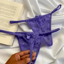 Kit Of 5 Women's Sexy Thong Panties With Lace Bow Detail - 彩色 - 查看 4