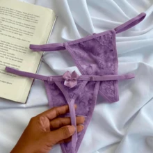 Kit Of 5 Women's Sexy Thong Panties With Lace Bow Detail - 彩色 - 查看 2