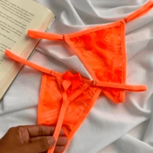 Kit Of 5 Women's Sexy Thong Panties With Lace Bow Detail - 彩色 - 查看 5