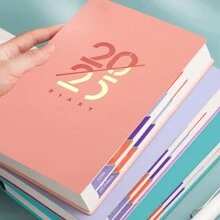 2025 Planner Spanish/English Notebook January To December A5 Agenda PU Leather Cover School Agenda Weekly Monthly Diary Organizer Learning Office Supplies Stationery Back To School - A5 - View 1